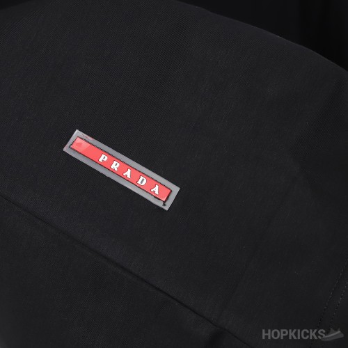 Prada Triangle Logo Black Polo Shirt