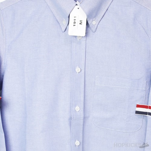 Thom Browne Grosgrain Arm Band Solid Poplin Dress Shirt