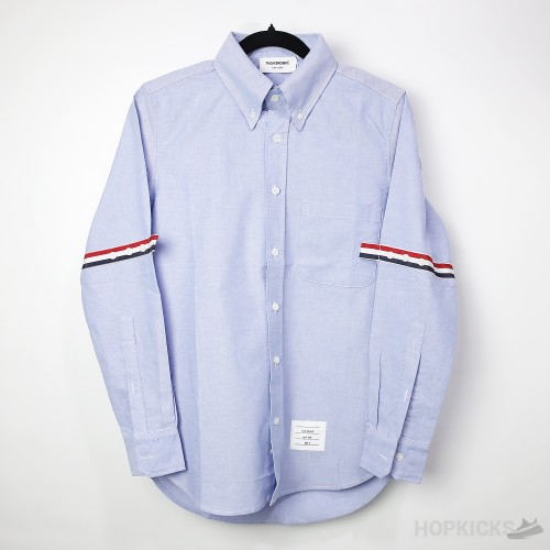 Thom Browne Grosgrain Arm Band Solid Poplin Dress Shirt