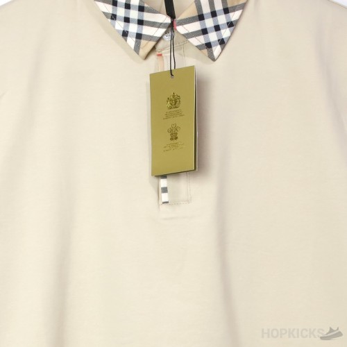 B*rberry Vintage Check Cotton Polo Shirt Beige