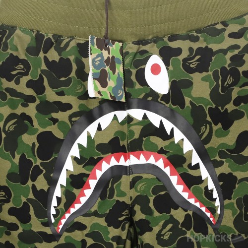 Bape Big ABC Camo Shark Sweat Shorts Green