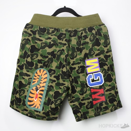 Bape Big ABC Camo Shark Sweat Shorts Green